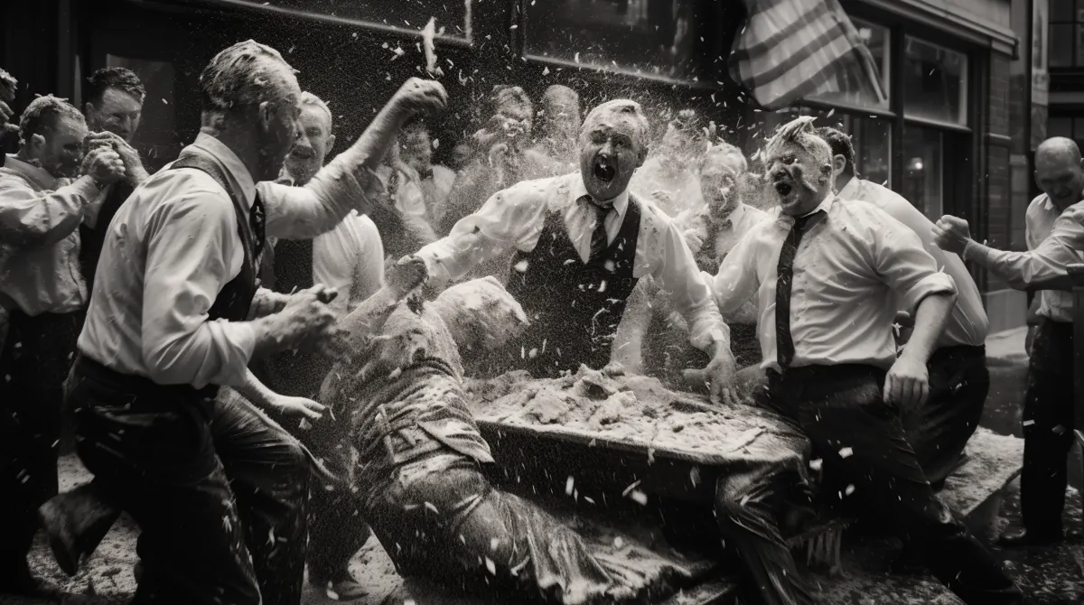 Concept frame 1: The first pie is thrown.