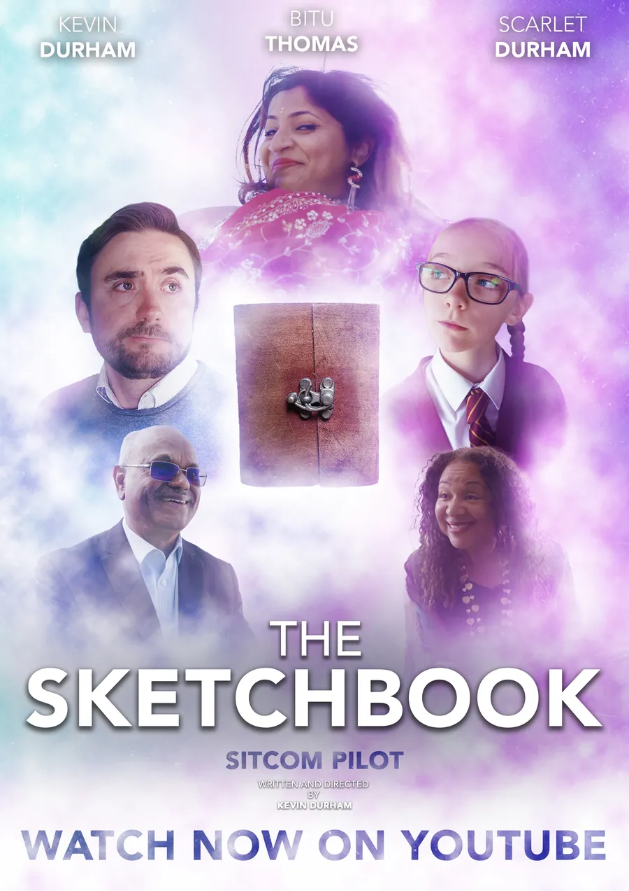 The Sketchbook poster: the cast surround a mysterious antique sketchbook